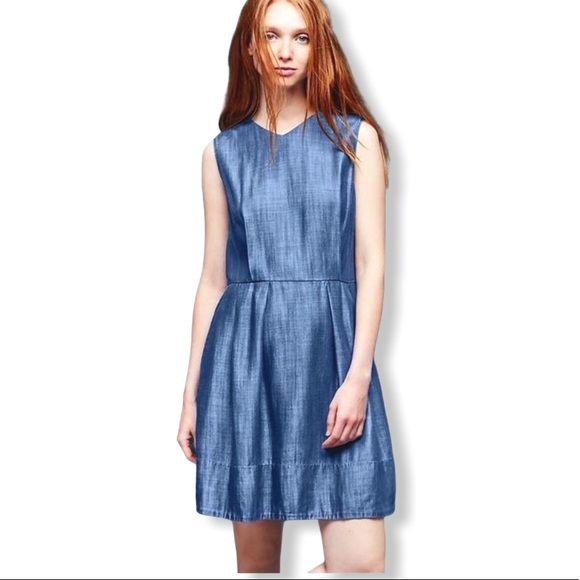 GAP Dresses & Skirts - Gap Chambray Sleeveless V-Neck A-Line Denim Dress